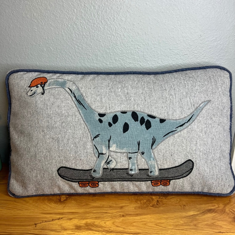 Restoration Hardware Baby & Child Dinosaur Skateboard Lumbar Pillow Feather Down